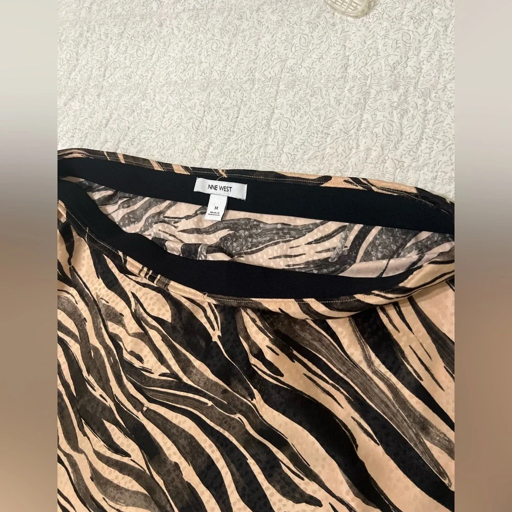 Nine West A-Line Midi Skirt in Brown and Tan